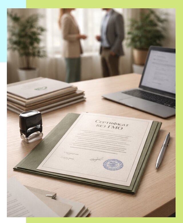 Сертификат без ГМО в Таре от 7716 р. оформить срочно Алешин-Тар